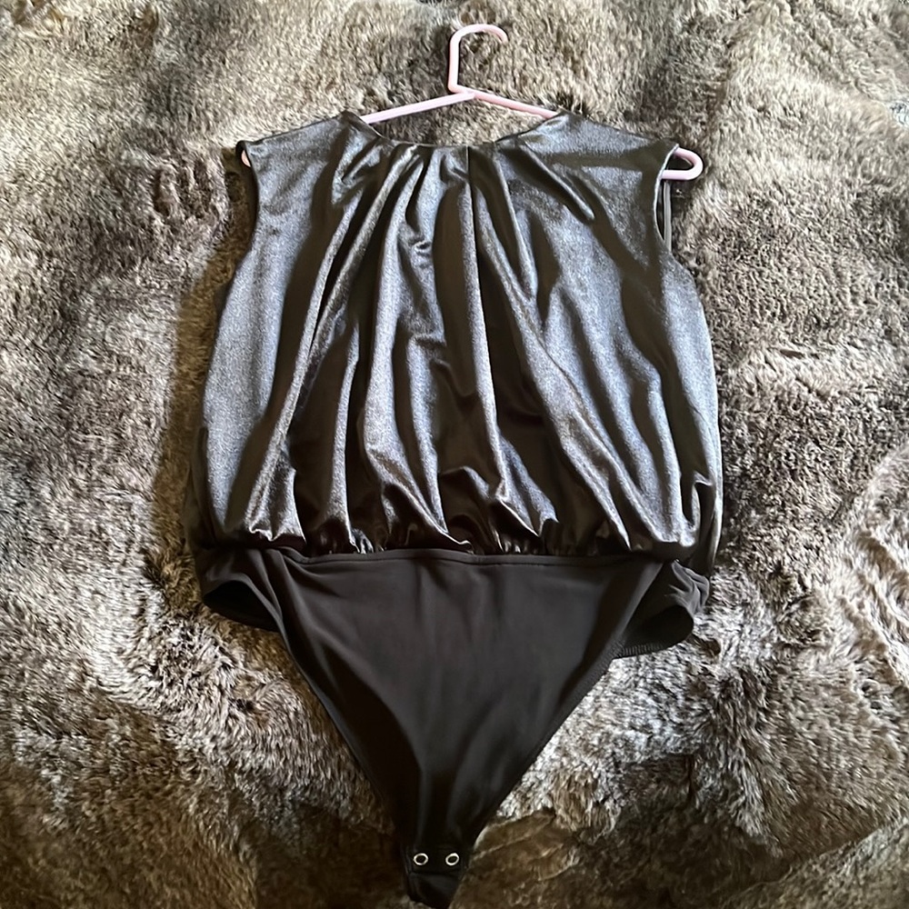 Black polyester and spandex sleeveless top